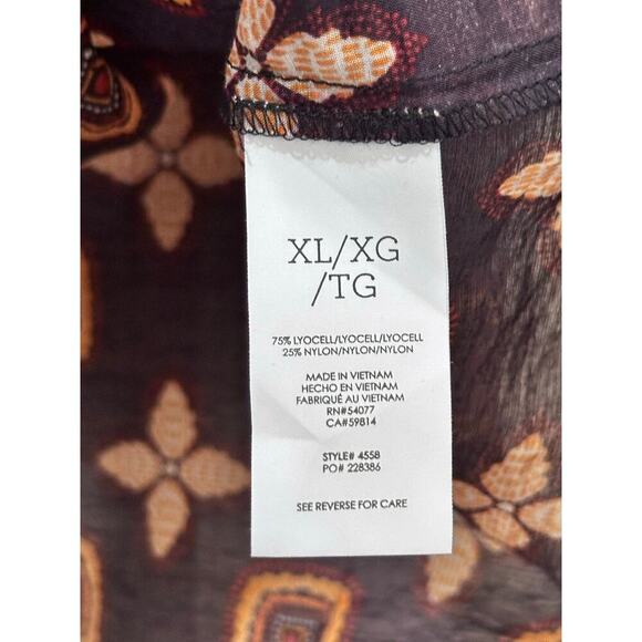 CAbi #4558 Women's Brown Black Crew Neck Louis Blouse Top Size XL - Picture 6 of 7